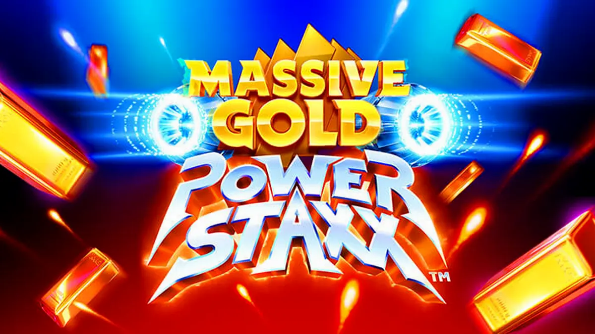 Tampilan antarmuka permainan slot Massive Gold Power Staxx dengan tema luar angkasa
